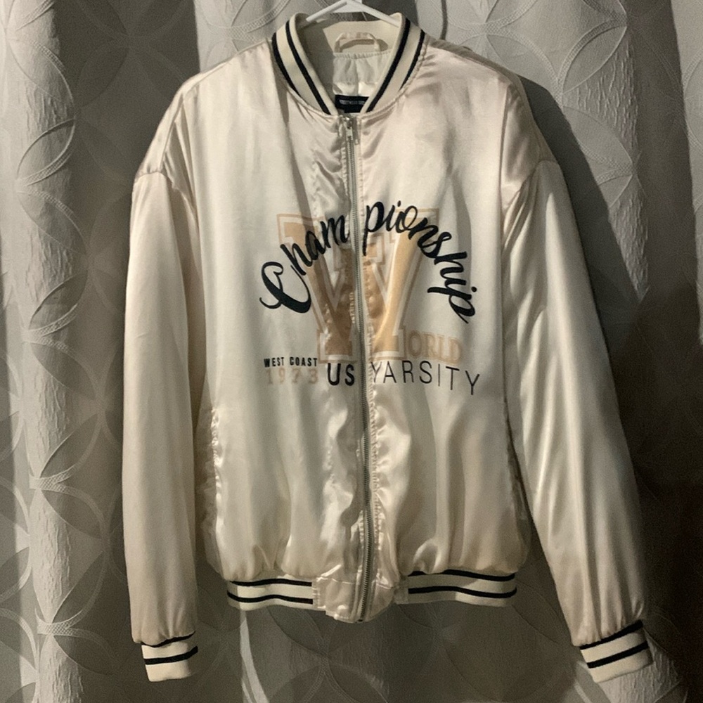 Bomber Jacket, white jacket, light jacket, fall jacket